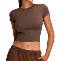 High Quality Y2K T-Shirt Sport Crop Top Cotton T-Shirt Printing and Embroidered Womans Clothing