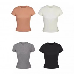 Women's Basic Short Sleeve Crop T-Shirt Top Y2K Clothes Workout Tops Summer Shirt for Plus Size Breathable