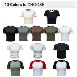 Women Crop T-shirts Printed O-Neck Slim Fit Tees Shirts Fashion Street Female Tops