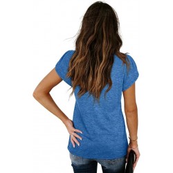 New Women's Sexy Club T-Shirts Short Sleeve V-Neck Casual Tops With Petal Sleeve Summer Print Clothing