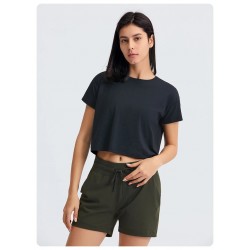 Cropped T-Shirt for Women Crop Tops for Women Loose Yoga Wear Short Sleeves Clothing Fitness Tops Bulk