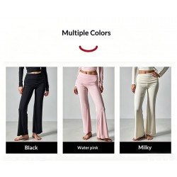 Maker Foldover Waistband Lounge Solid Color Bootcut Breathable Sweat Pants Oversized Activewear Trousers Fall Sweat Pants