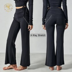 High Waist Flare Yoga Modal Soft Quick Dry Stretch Women's Pants Wide Leg Running Pilates Casual Women's Pants