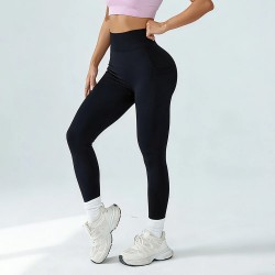 Women's Quick-Dry High-Waisted Butt-Lifting Yoga Pants with Pockets Seamless Stretch Breathable Sports Fitness Yoga Leggings