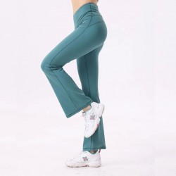 High Waist Solid Yoga Pants Women's High Elastic Casual Slimming Naked Sports Fitness Quick-drying Flared Sweat Yoga Pants