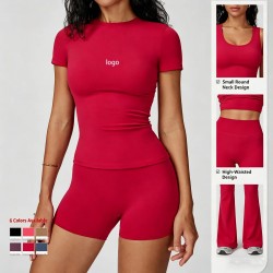 Women's Activewear Sports Gym Set Yoga Leggings Breathable Lightweight For Running Fitness Shorts Top