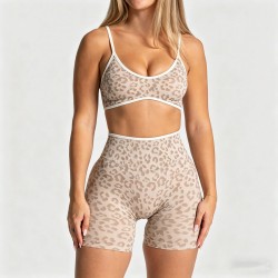Women's Clothes Seamless Workoutclothing For Women Gym Wear Active Wear Color Blocking Yoga Shorts Leopard Print Fitness Sets