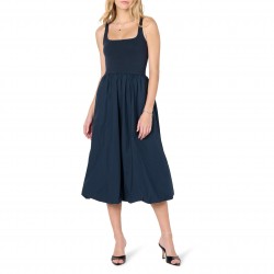 Womens Tina Scoop Neck Mixed Media Bubble Hem Midi Dress