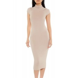 Women's Turtleneck Bodycon Contour Midi Dress