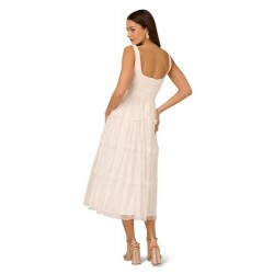 Women's Crepe and Lace Midi Dress