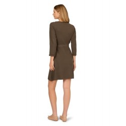 Women's Waffle Textured Fit and Flare Knee Length Sweater Dress