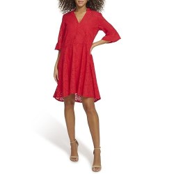 Women's 1 4 Sleeve V-Neck A-line Mini Dress