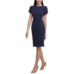 Womens Tulip Short Sleeve Scuba Crepe Mini Dress