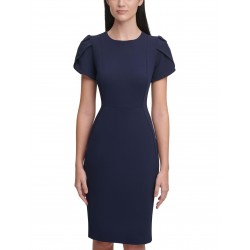 Womens Tulip Short Sleeve Scuba Crepe Mini Dress