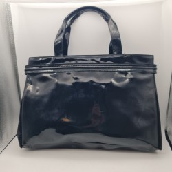 LADIES PATENT LEATHER PVC BAG GREAT CONDITION BLACK