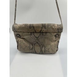Vintage Beige Snakeskin Print Crossbody Handbag