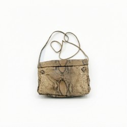 Vintage Beige Snakeskin Print Crossbody Handbag