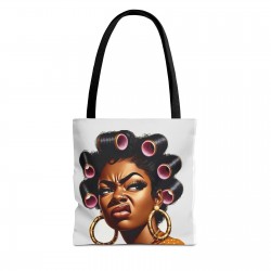 Sassy Black Woman with Hair Rollers Tote Bag AOP Printed Tote