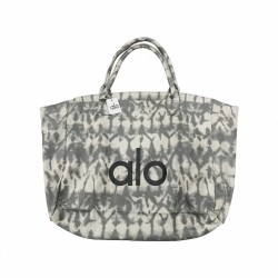 SALE Gray Tie Dye Canvas Cotton Tote Bag Large Travel Gym Carry On