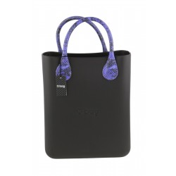 Chic Women's bag Snake Purple Square Tote Inner bag Black Detail