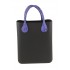 Chic Women's Bag Black Patterned Tote Double Handles Inner Pouch Square