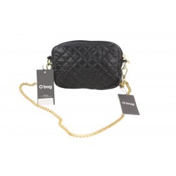 Extra Pocket Women's Bag Black Quilted Coated Gold Chain Crossbody