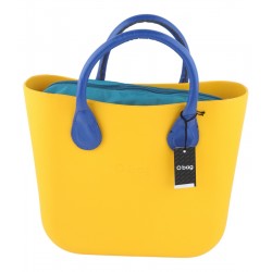 Mini Women's Bag Yellow Blue Double Handles Zipper Square