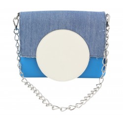 Glam Women's Bag Blue Denim Insert Chain Clasp Crossbody