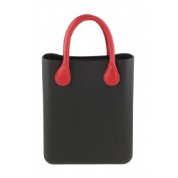 Chic Women's Bag Black Textured Pattern Front Square Tote Inner Pouch