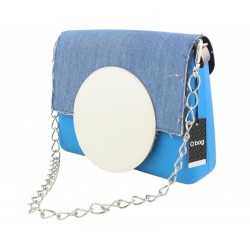Glam Women's Bag Blue Denim Insert Chain Closure Shoulder Bag