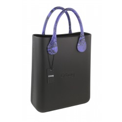 Chic Women's Bag Black Purple Square Tote Inner Bag Handles