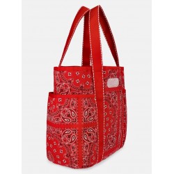 Handbag Large Bandana Red Occidental Canvas Western Weekender Boho