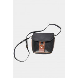 Vintage women's Shoulder bag black brown leather 90s style fashion boho outfit