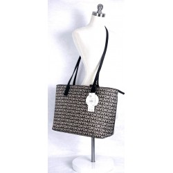 Saige Large Tote Bag Brown Black Shoulder Purse Zip Top W/ Pouch