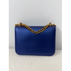 Blue Classic Box Flap Crossbody Bag with Chain Strap for Women's
