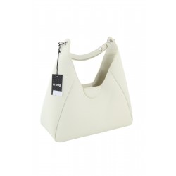 Ginevra Women's Bag White Lined Hobo Crossbody Magnetic Closure Casual