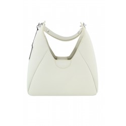 Ginevra Women's Bag White Lined Hobo Crossbody Magnetic Closure Casual