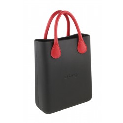 Chic Women's Bag Black Red Double Handle Inner Pouch Square Tote
