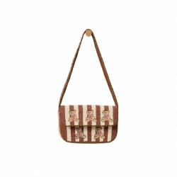 Women's Nora Teddy Bear Novelty Beaded Clutch Shoulder Bag Tan