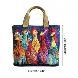 Quilted Tote Bag Lightweight Purse Handbag with Animal Pattern