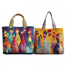 Quilted Tote Bag Lightweight Purse Handbag with Animal Pattern