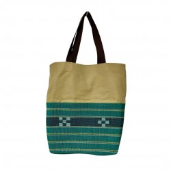 Handbag Minsaa Woven Patrón de Flores Tipo Cubo Okinawa Bag Tradicional