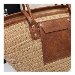 Women's Bag Bolsa de paja de gran capacidad, bolsa de mano, bolsa de playa, bolsa de vacaciones, bolsa de rafia