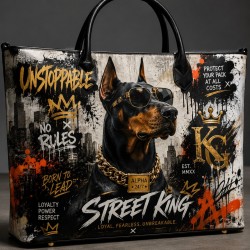 Handbag para Women's Street King Doberman Leather Napa Texturizado Moda Shopper