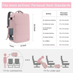 Travel Backpack for Women's, Carry On Backpack with Water Bottle Pocket & Shoe Pouch, TSA 15. 6inch Laptop Backpack Flight Approved, Nurse