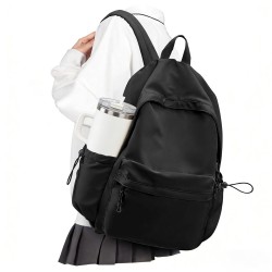School Backpack Black Waterproof Bookbag Casual Lightweight Travel Rucksack Daypack Backpacks for Men Women's College High School Bags