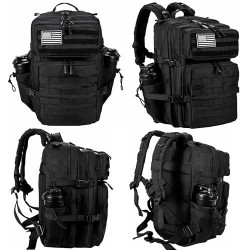 Military Tactical Backpack for Men and Women's 45L Army 3 Days Assault Pack Bag Large Rucksack with Molle System - Black