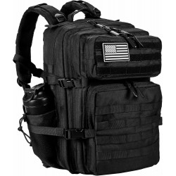 Military Tactical Backpack for Men and Women's 45L Army 3 Days Assault Pack Bag Large Rucksack with Molle System - Black