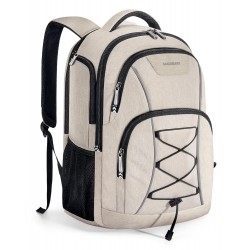 Unisex Laptop Backpack, 15. 6-inch Anti-Theft, Water Resistant, with USB Charger Hole, Beige