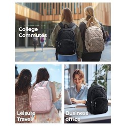 Travel Laptop Backpack, College Backpack for Women's, Quilted Small Computer Bookbag, Water-Resistant 15. 6 Inch Laptop Casual Bag, Black